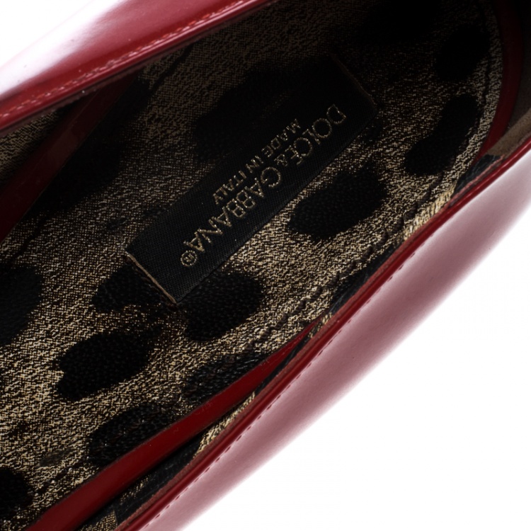Pre Owned Dolce and Gabbana Red Leather Platform Pumps Size 39