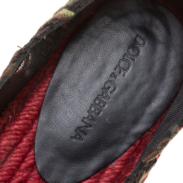 Pre Owned Dolce and Gabbana Rose Lace Macrame Espadrilles Size 37