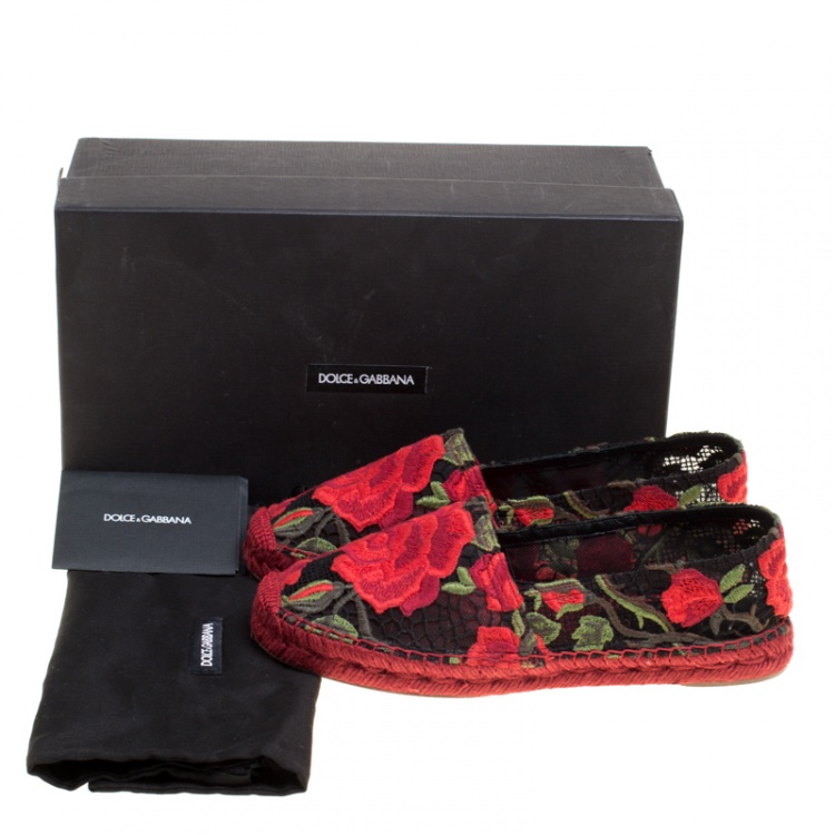 Pre Owned Dolce and Gabbana Rose Lace Macrame Espadrilles Size 37