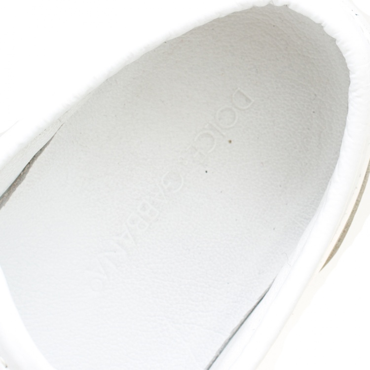 Pre Owned Dolce and Gabbana White Leather Sneakers Size 37