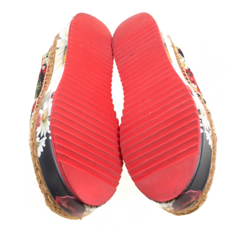 Pre Owned Dolce and Gabbana Multicolor Floral Print Fabric Platform Espadrilles Size 38
