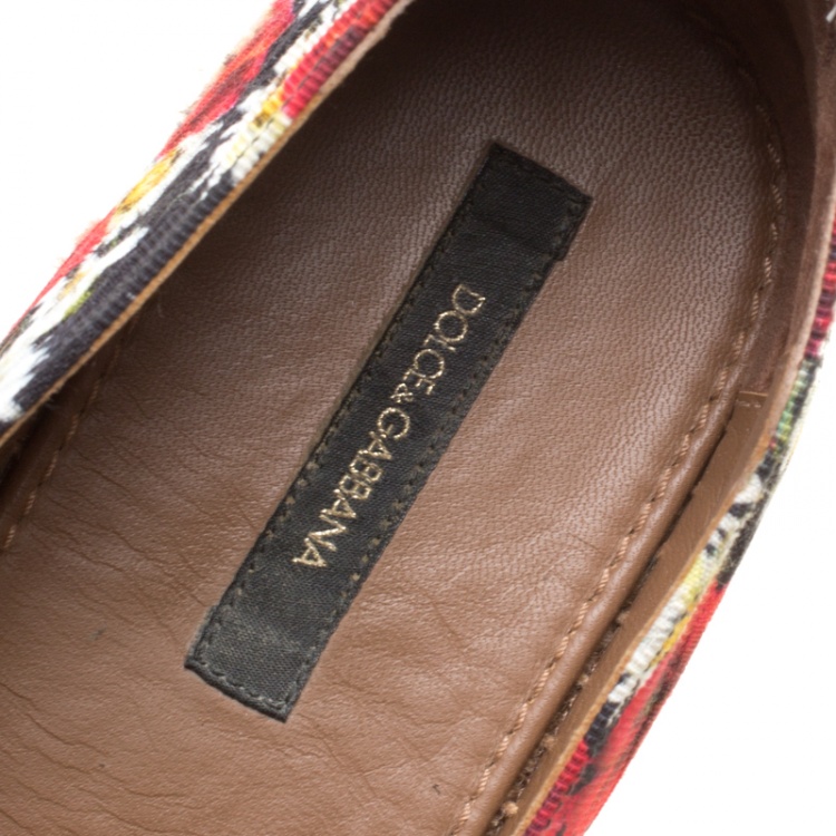 Pre Owned Dolce and Gabbana Multicolor Floral Print Fabric Platform Espadrilles Size 38
