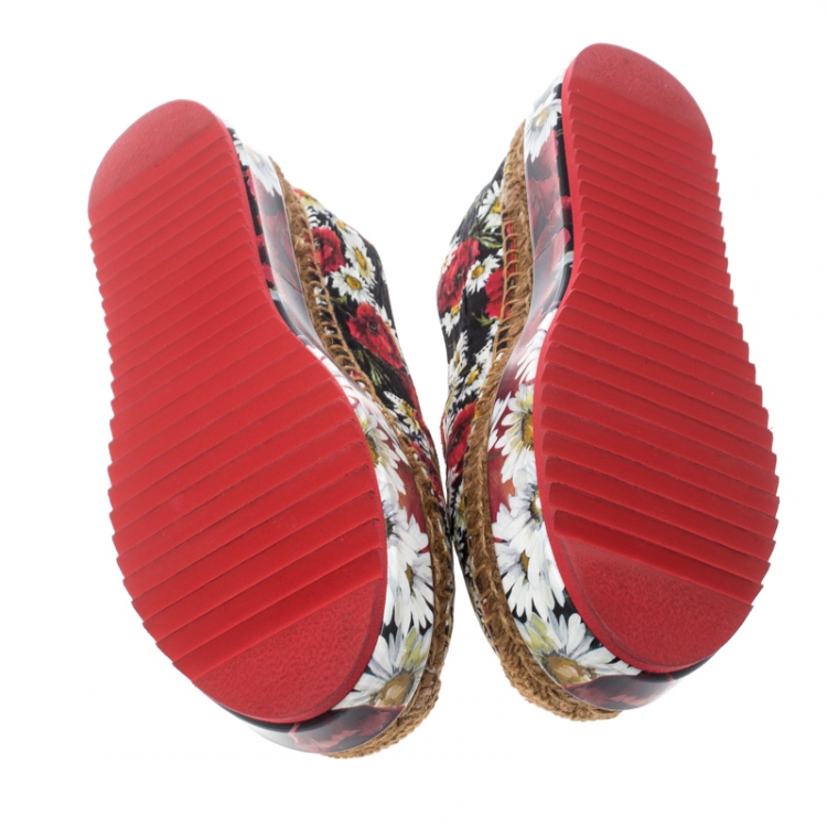 Pre Owned Dolce and Gabbana Multicolor Floral Print Fabric Platform Espadrilles Size 38