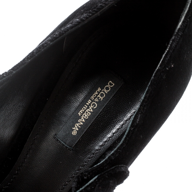 Pre Owned Dolce And Gabbana Black Velvet Mary Jane Pumps Size 41