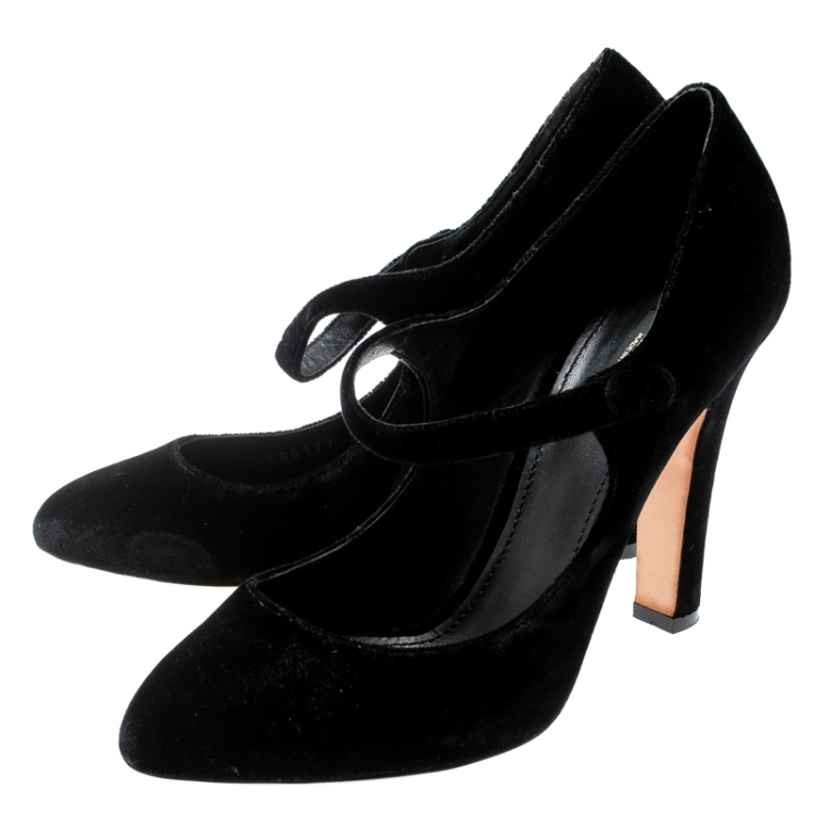 Pre Owned Dolce And Gabbana Black Velvet Mary Jane Pumps Size 41