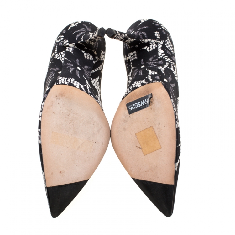 Pre Owned Dolce And Gabbana Monochrome Printed Fabric Pointed Toe Pumps Size 36