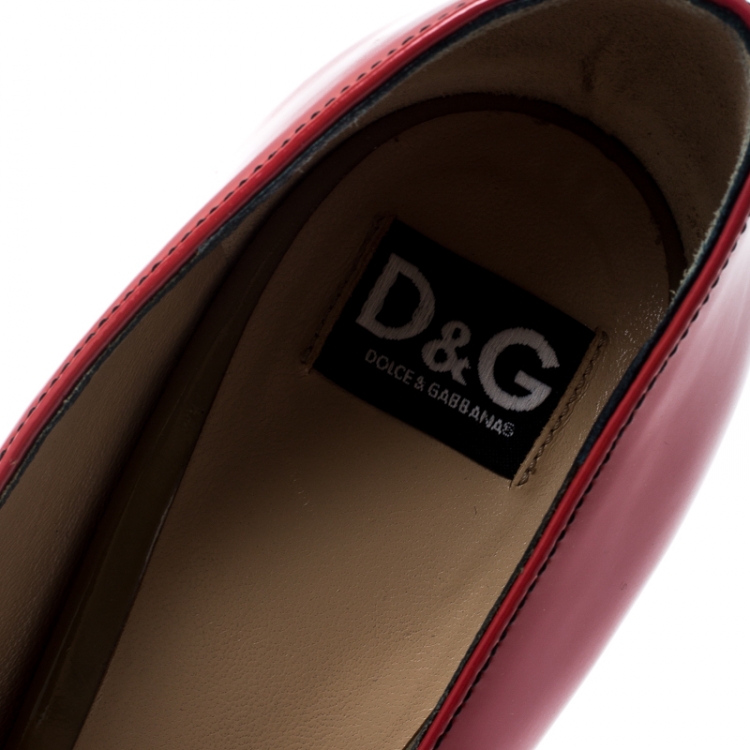 Pre Owned Dolce And Gabbana Coral Pink Patent Leather Pumps Size 37.5
