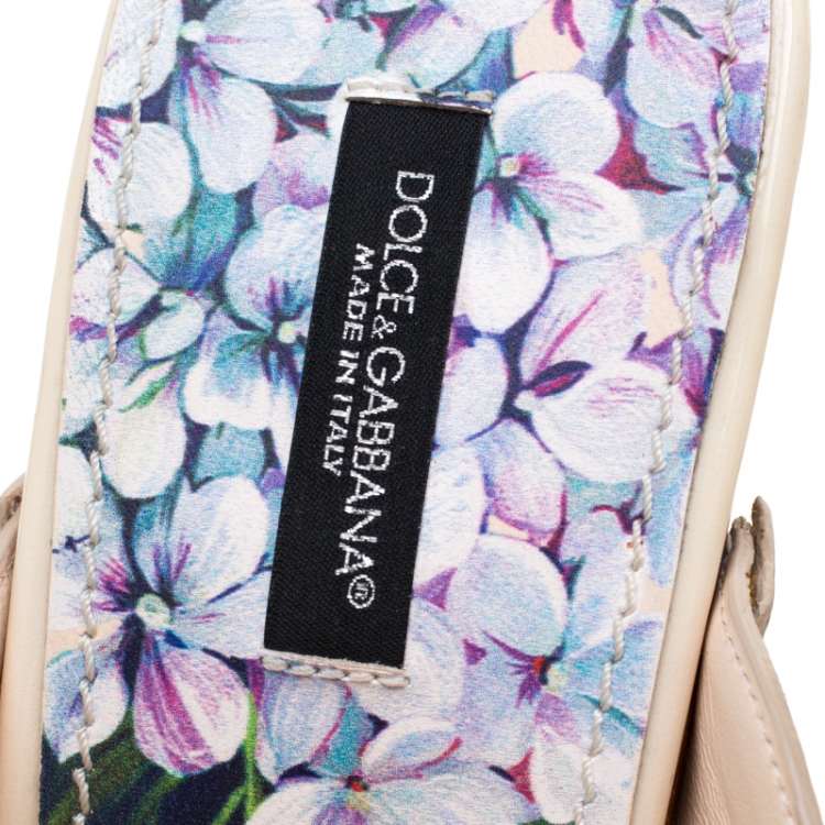 Pre Owned Dolce & Gabbana Multicolor Hydrangea Print Patent Leather Taormina Platform Clogs Size 39.5