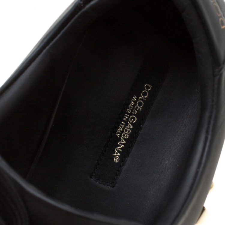Pre Owned Dolce and Gabbana Black Leather Heart Low Top Sneakers Size 40