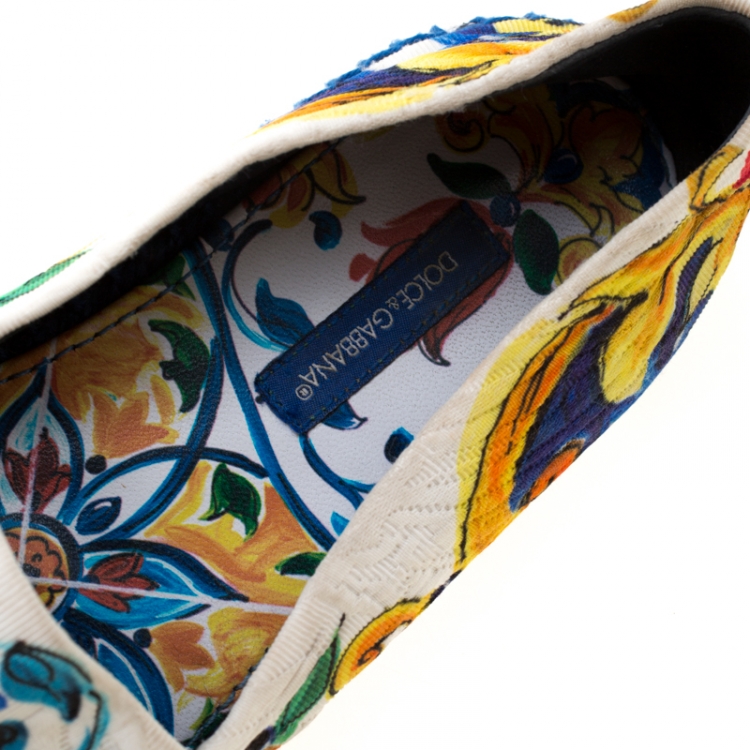 Pre Owned Dolce & Gabbana Multicolor Printed Brocade Espadrilles Size 35