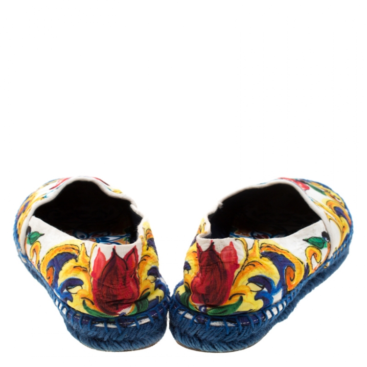 Pre Owned Dolce & Gabbana Multicolor Printed Brocade Espadrilles Size 35