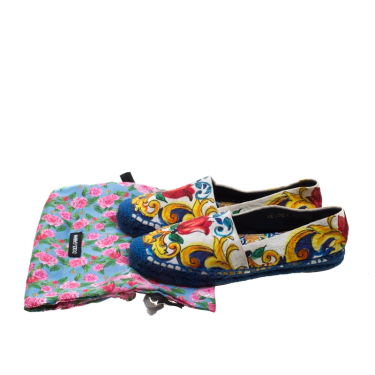 Pre Owned Dolce & Gabbana Multicolor Printed Brocade Espadrilles Size 35