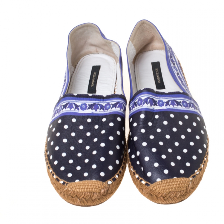 Pre Owned Dolce and Gabbana Two Tone Printed Leather Espadrilles Size 41