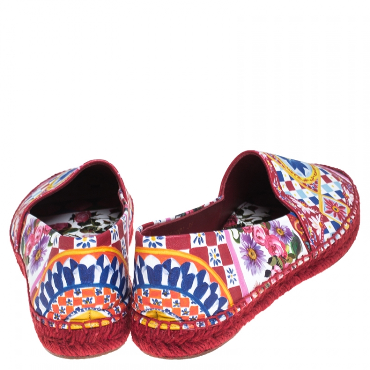 Pre Owned Dolce & Gabbana Multicolor Leather Espadrille Loafers Size 38