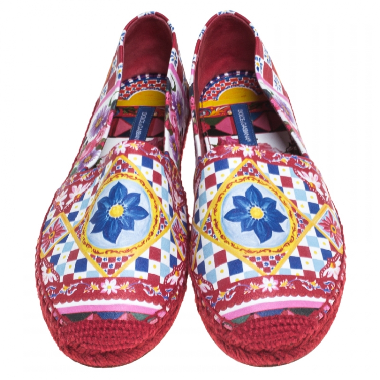 Pre Owned Dolce & Gabbana Multicolor Leather Espadrille Loafers Size 38