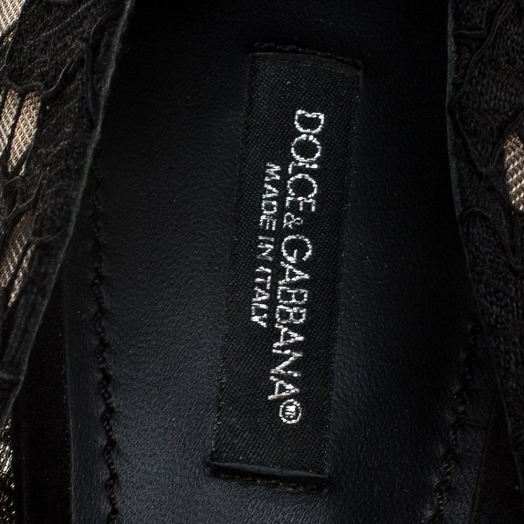 Pre Owned Dolce and Gabbana Black Lace Bellucci Crystal Embellished Pumps Size 42