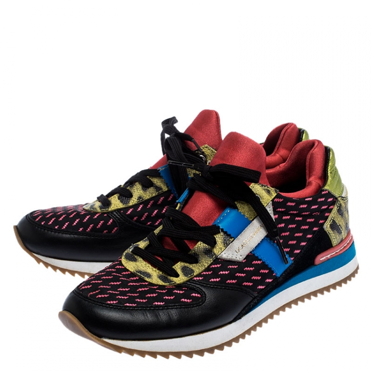 Dolce and Gabbana Multicolor Leather and Mesh Mix and Match Sneakers Size 37