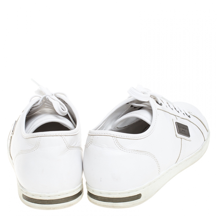 Pre Owned Dolce & Gabbana White Leather Lace Low Top Sneakers Size 38