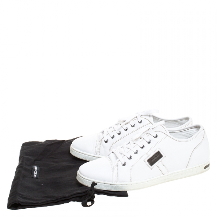 Pre Owned Dolce & Gabbana White Leather Lace Low Top Sneakers Size 38