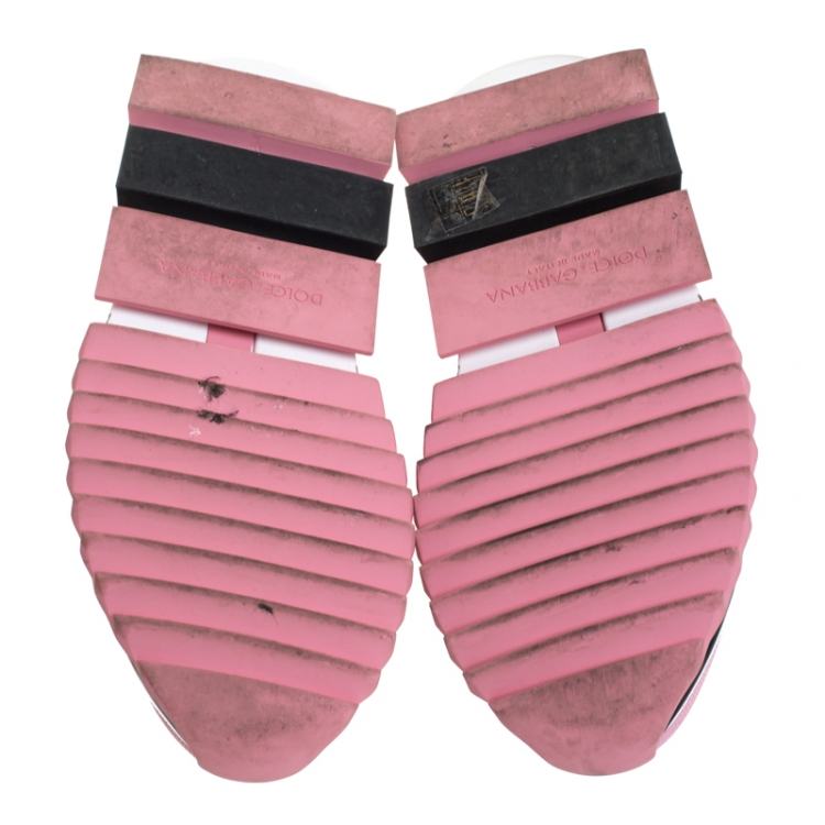 Pre Owned Dolce & Gabbana Pink Stretch Fabric Sorrento Slip-On Sneakers Size 38.5