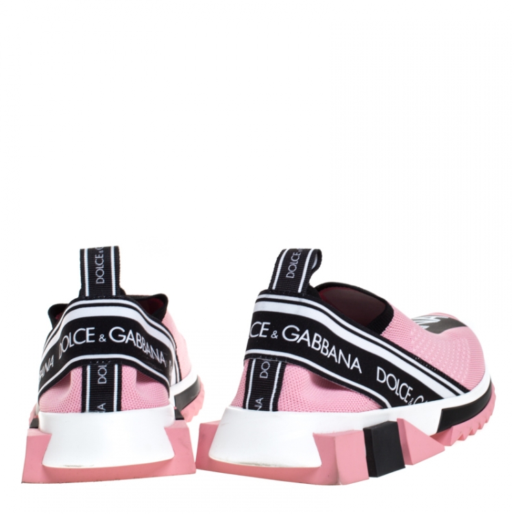 Pre Owned Dolce & Gabbana Pink Stretch Fabric Sorrento Slip-On Sneakers Size 38.5