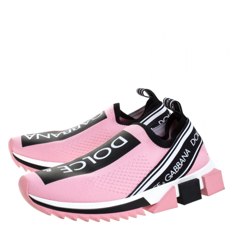 Pre Owned Dolce & Gabbana Pink Stretch Fabric Sorrento Slip-On Sneakers Size 38.5