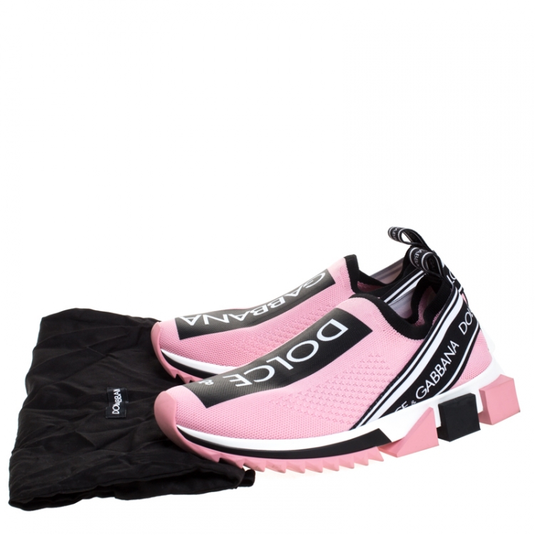 Pre Owned Dolce & Gabbana Pink Stretch Fabric Sorrento Slip-On Sneakers Size 38.5