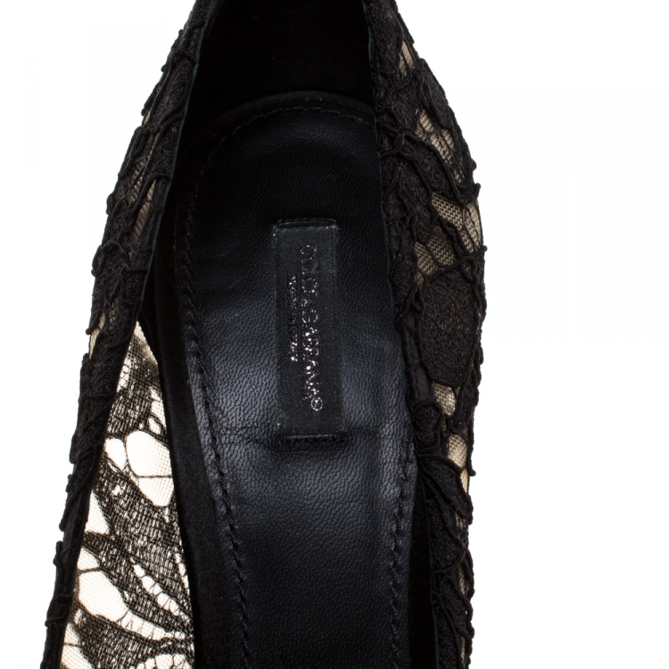 Pre Owned Dolce & Gabbana Black Lace Bellucci Crystal Embellished Pumps Size 41