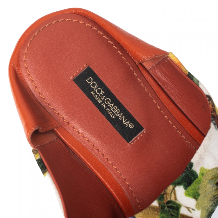 Pre Owned Dolce & Gabbana Multicolor Printed Floral Canvas Flat Mules Size 37