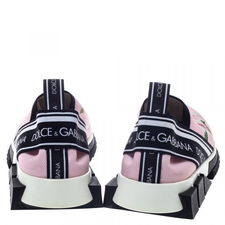 Pre Owned Dolce & Gabbana Pink Stretch Fabric Sorrento Low Top Sneakers Size 38.5