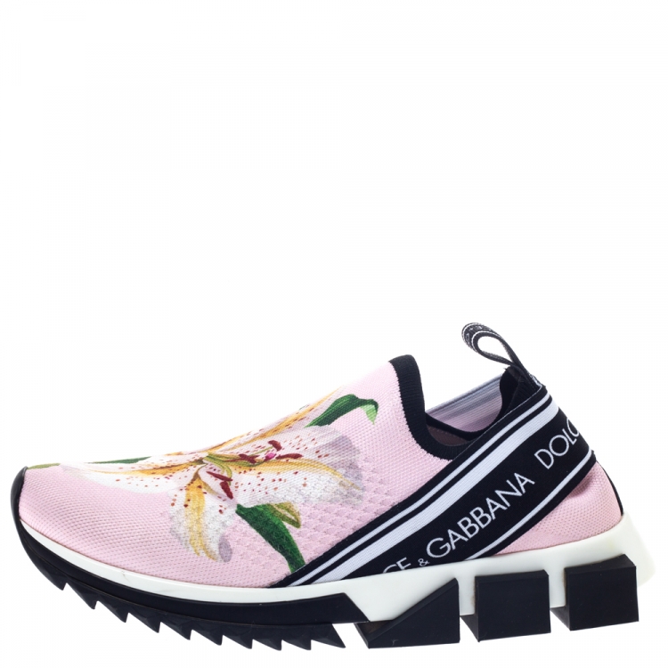 Pre Owned Dolce & Gabbana Pink Stretch Fabric Sorrento Low Top Sneakers Size 38.5