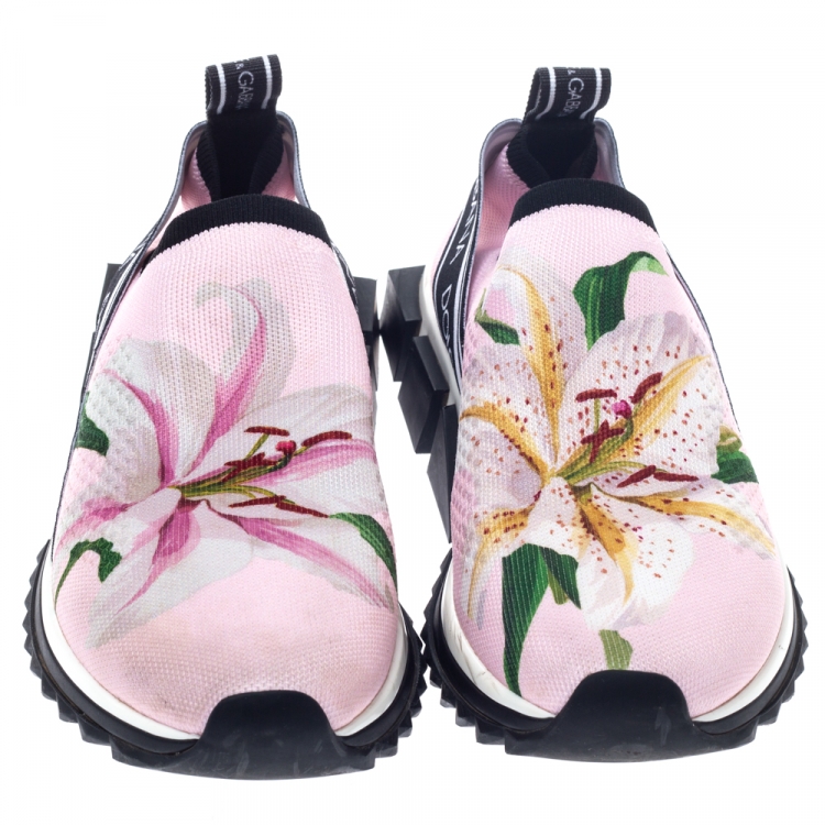 Pre Owned Dolce & Gabbana Pink Stretch Fabric Sorrento Low Top Sneakers Size 38.5