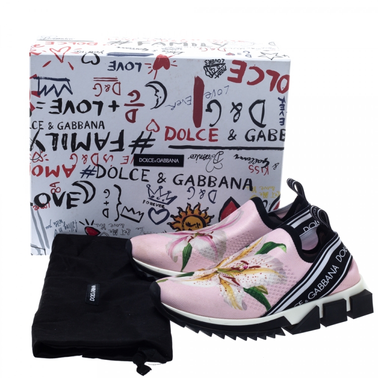Pre Owned Dolce & Gabbana Pink Stretch Fabric Sorrento Low Top Sneakers Size 38.5
