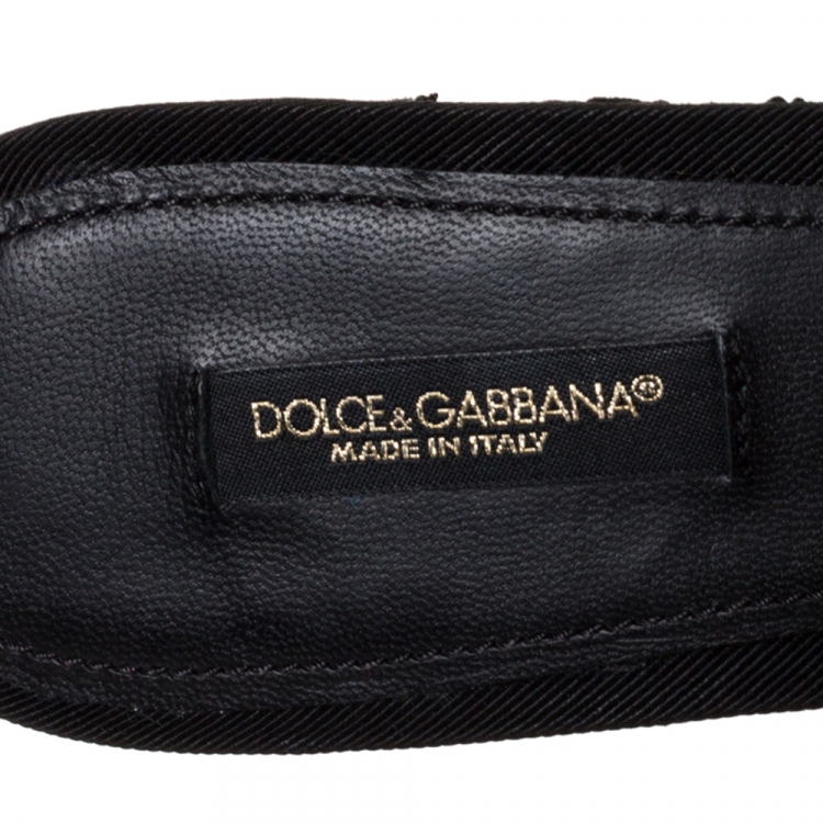 Pre Owned Dolce & Gabbana Black Floral Lace Wedge Platform Slides Size 40
