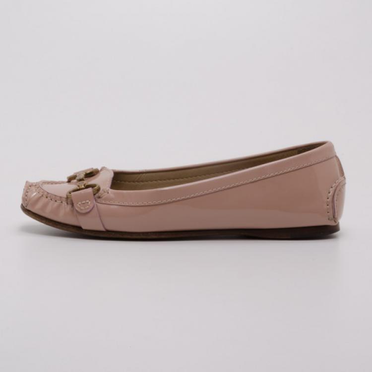 Pre Owned Dolce and Gabbana Pink Patent Horsebit Loafers Size 39