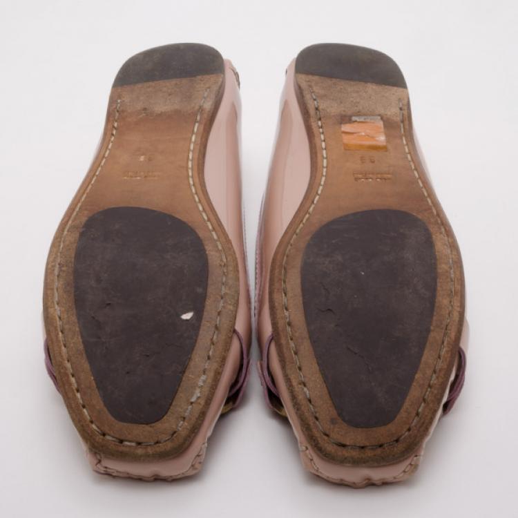 Pre Owned Dolce and Gabbana Pink Patent Horsebit Loafers Size 39