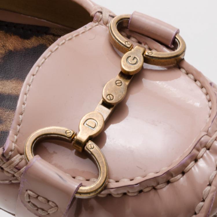 Pre Owned Dolce and Gabbana Pink Patent Horsebit Loafers Size 39