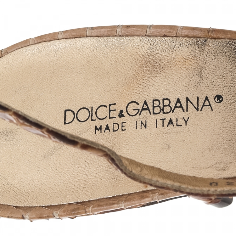Pre Owned Dolce & Gabbana Brown Python Pointed-Toe Slingback Pumps Size 38