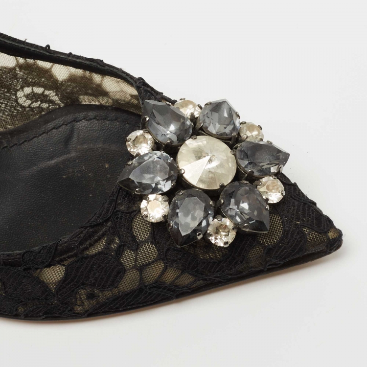 مملوكة مسبقًا Dolce & Gabbana Black Lace and Mesh Bellucci Pumps Size 39