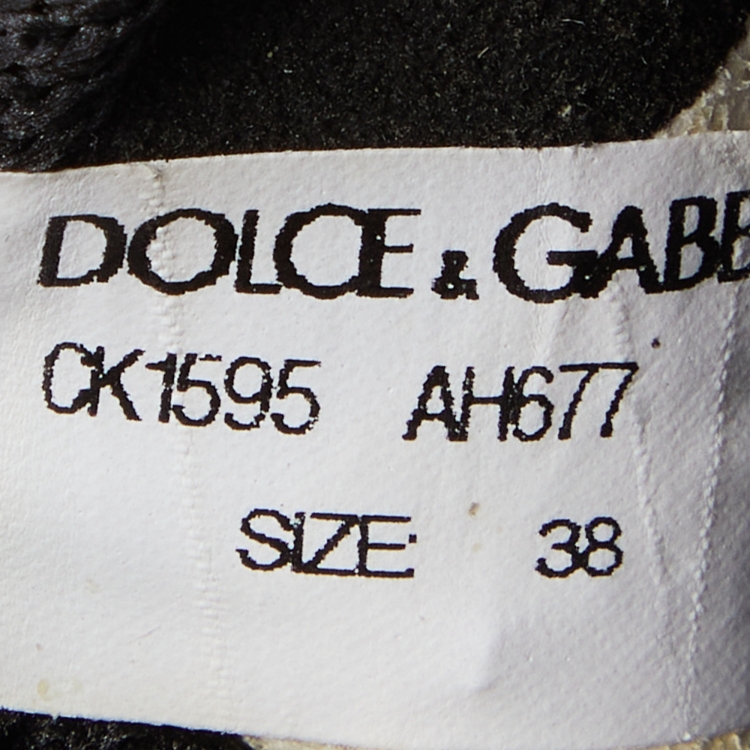 Pre Owned Dolce & Gabbana Black/White Knit Fabric Sorrento Slip On Sneakers Size 38