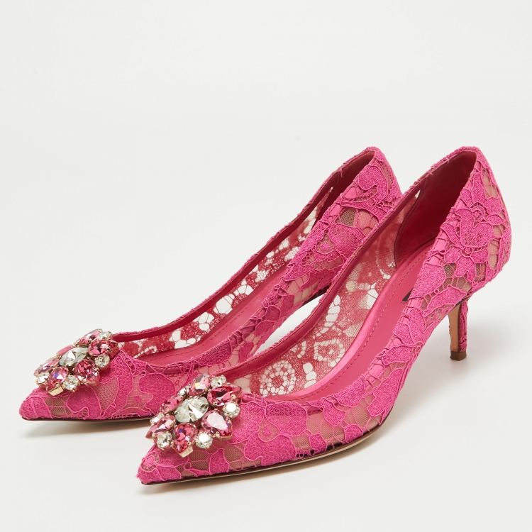 Dolce & Gabbana Fuchsia Pink Lace Bellucci Pumps Size 39