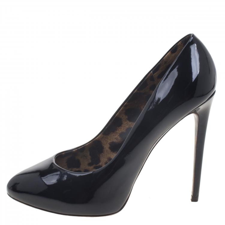 Pre Owned Dolce and Gabbana Black Patent Leather Pumps Size 39.5