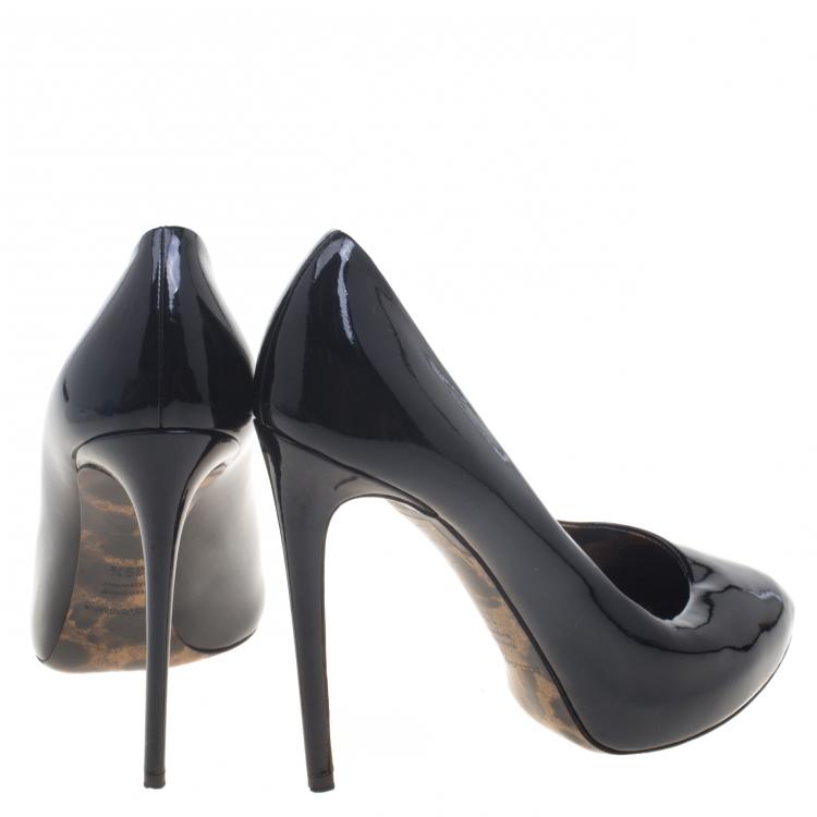 Pre Owned Dolce and Gabbana Black Patent Leather Pumps Size 39.5