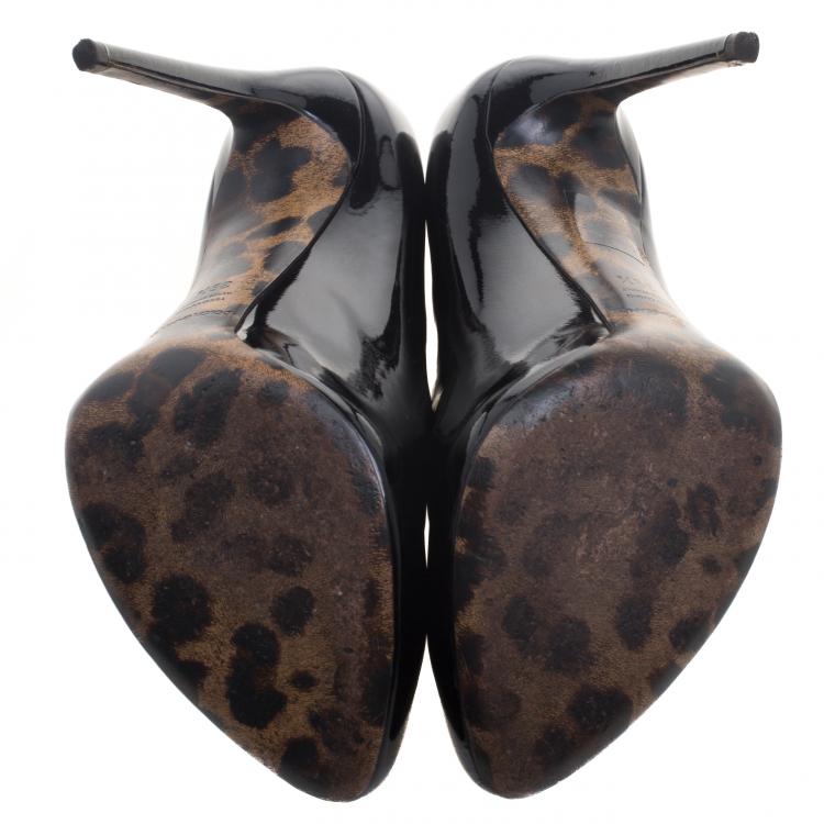 Pre Owned Dolce and Gabbana Black Patent Leather Pumps Size 39.5