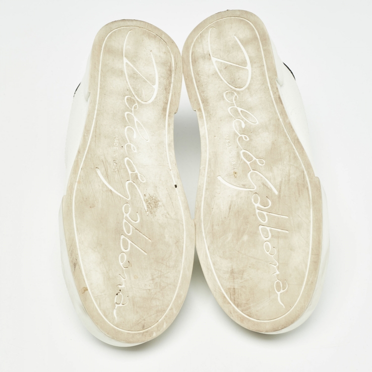 مملوكة مسبقًا Dolce & Gabbana White Leather Portofino Pearl Embellished Low Top Sneakers Size 38