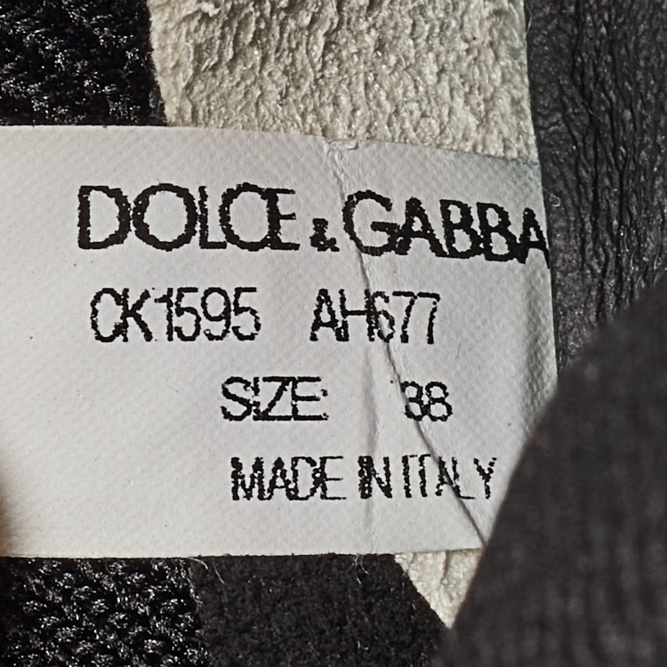 Pre Owned Dolce & Gabbana Black/White Knit Fabric Sorrento Slip On Sneakers Size 38