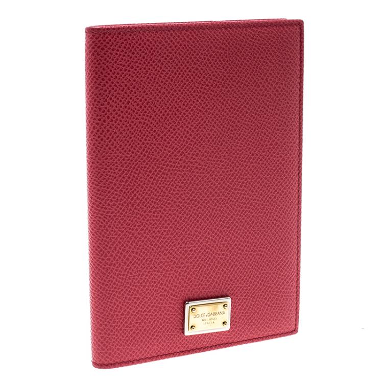 Pre Owned Dolce and Gabbana Red Leather Passport Holder