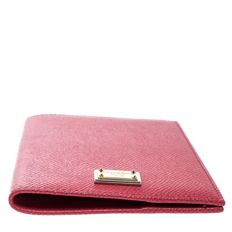 Pre Owned Dolce and Gabbana Red Leather Passport Holder