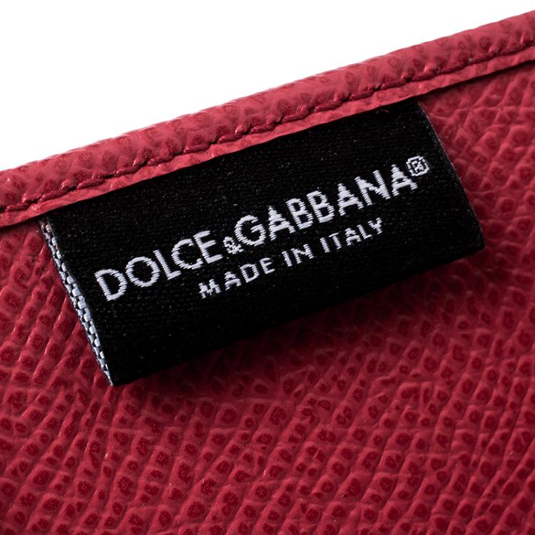 Pre Owned Dolce and Gabbana Red Leather Passport Holder