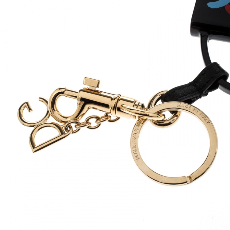 Pre Owned Dolce and Gabbana Lucia Black Bag Charm Key Chain